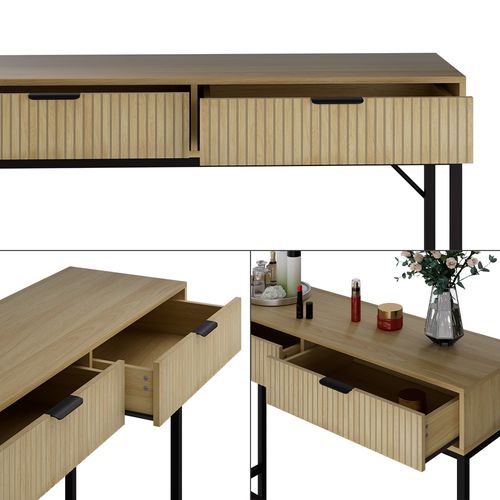 Coiffeuse Lennox 51879 Chêne 100x75cm Avec 2 Tiroirs