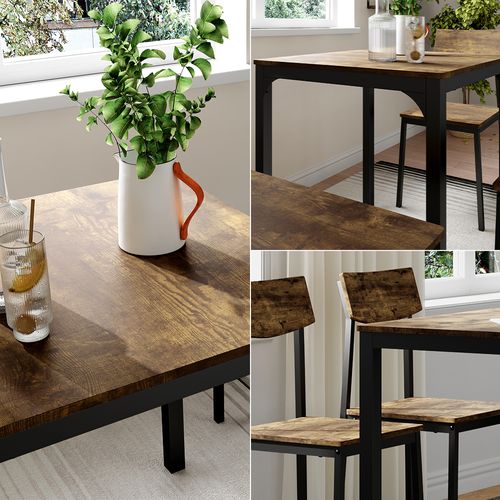 Ensemble De Table à Manger Fyrk 53028 Noir/chêne Rustique 70x70cm 4 Pièces