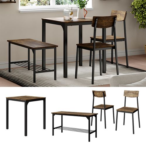 Ensemble De Table à Manger Fyrk 53028 Noir/chêne Rustique 70x70cm 4 Pièces