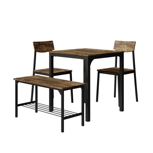Ensemble De Table à Manger Fyrk 53028 Noir/chêne Rustique 70x70cm 4 Pièces