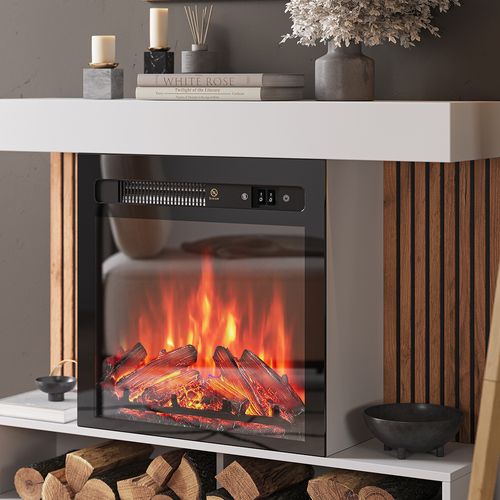 Cheminée Électrique Lynea 51887 Blanc 100cm Avec Effet De Flamme Réaliste Et Chauffage 1800w