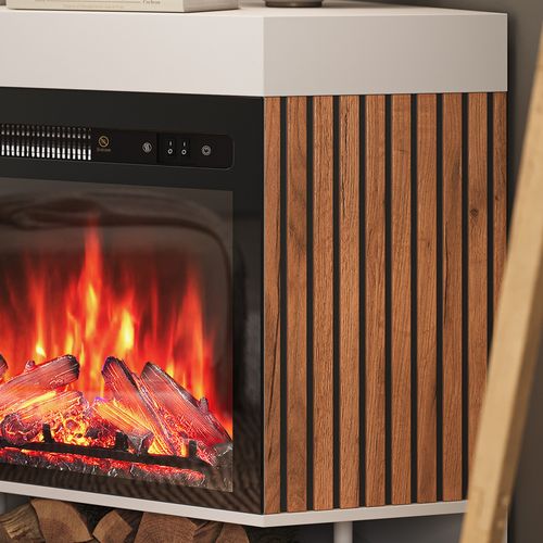Cheminée Électrique Lynea 51889 Blanc 100cm Avec Effet De Flamme Réaliste Et Chauffage 1800w