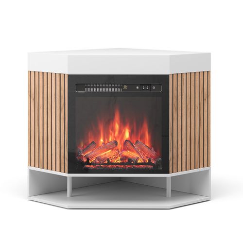 Cheminée Électrique Lynea 51889 Blanc 100cm Avec Effet De Flamme Réaliste Et Chauffage 1800w