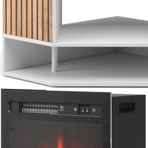 Cheminée Électrique Lynea 51889 Blanc 100cm Avec Effet De Flamme Réaliste Et Chauffage 1800w