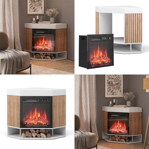 Cheminée Électrique Lynea 51889 Blanc 100cm Avec Effet De Flamme Réaliste Et Chauffage 1800w