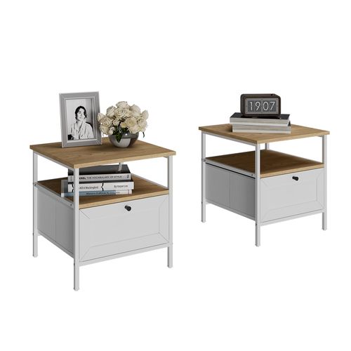 Table De Nuit Lunis 51892 Blanc Lot De 2