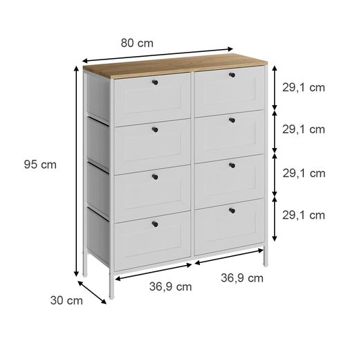 Commode Belaro 51893 Blanc 80x95cm Avec 8 Tiroirs