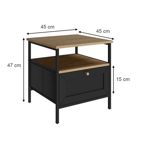 Table De Nuit Lunis 51896 Noir Lot De 2