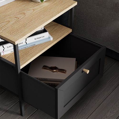 Table De Nuit Lunis 51896 Noir Lot De 2