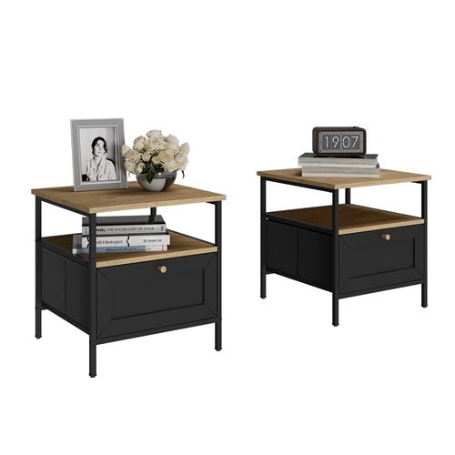 Table De Nuit Lunis 51896 Noir Lot De 2