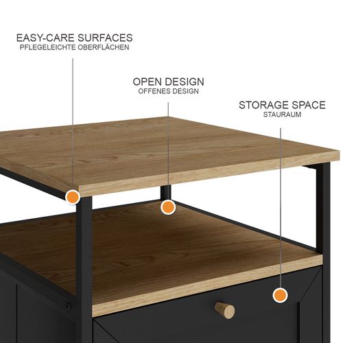 Table De Nuit Lunis 51896 Noir Lot De 2