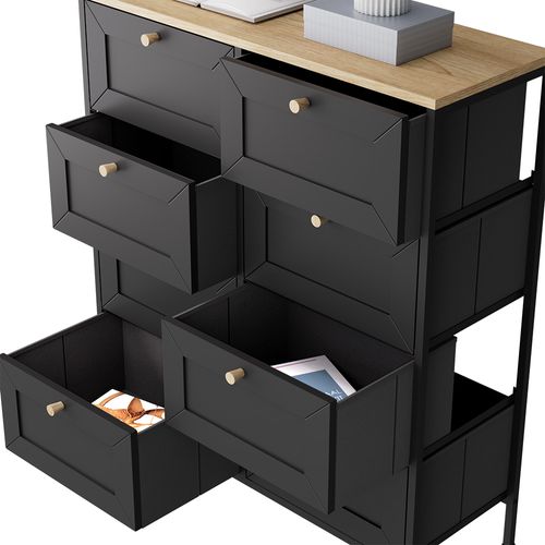 Commode Belaro 51899 Noir 80x95cm Avec 8 Tiroirs