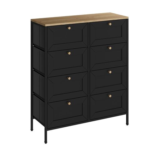 Commode Belaro 51899 Noir 80x95cm Avec 8 Tiroirs