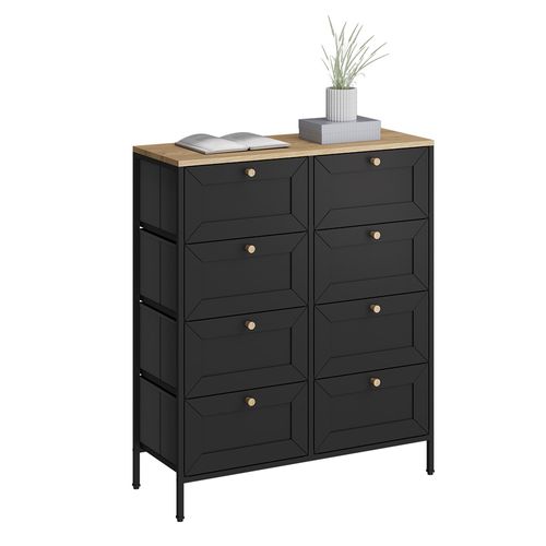 Commode Belaro 51899 Noir 80x95cm Avec 8 Tiroirs