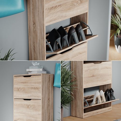 Meuble à Chaussure Luca, Sonoma, 59x137cm