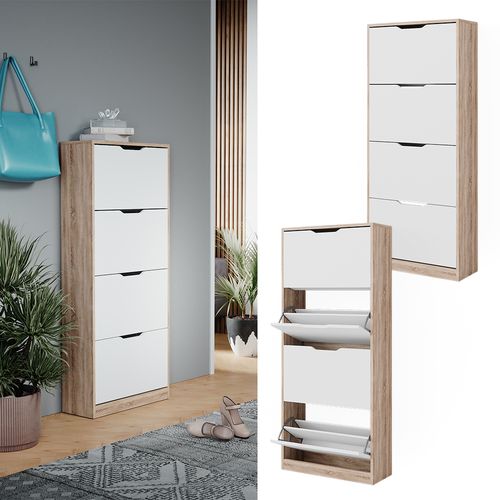 Meuble à Chaussure Luca, Sonoma/blanc, 59x137cm