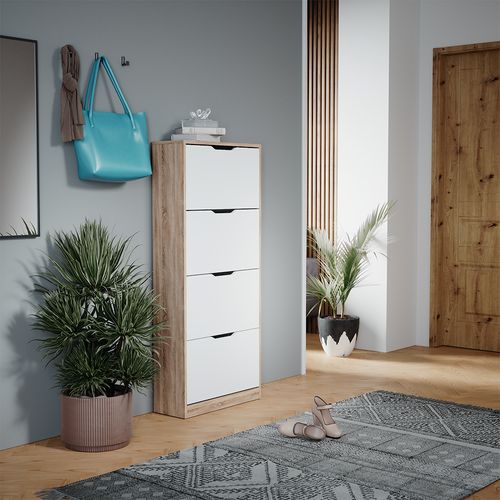 Meuble à Chaussure Luca, Sonoma/blanc, 59x137cm