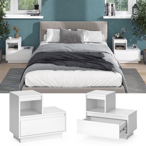 Table De Chevet Tina 51923 Blanc Lot De 2