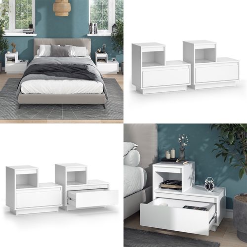 Table De Chevet Tina 51923 Blanc Lot De 2