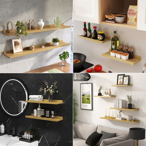 Étagère Murale Linus 52006 Naturel Bois 60x4cm Lot De 2