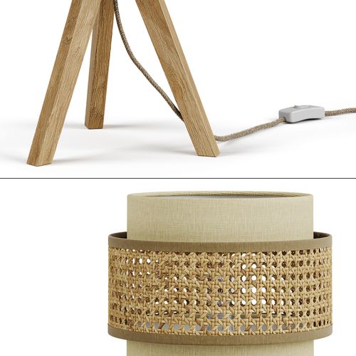 Lampe De Table Morten 52013 Crème 26x45cm Avec Pied