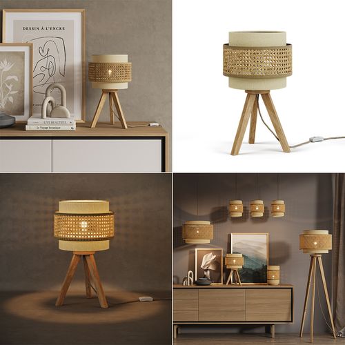 Lampe De Table Morten 52013 Crème 26x45cm Avec Pied