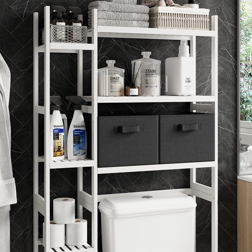 Armoire Pour Machine à Laver Bilbao 52023 Blanc 78.5x163cm Avec 2 Tiroirs En Non-tissé