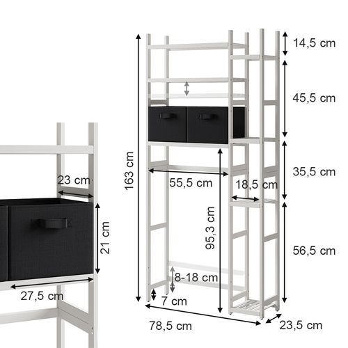 Armoire Pour Machine à Laver Bilbao 52023 Blanc 78.5x163cm Avec 2 Tiroirs En Non-tissé