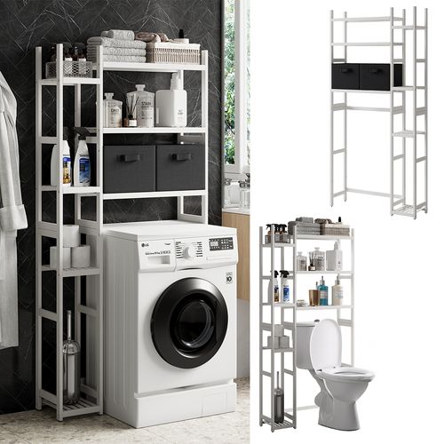 Armoire Pour Machine à Laver Bilbao 52023 Blanc 78.5x163cm Avec 2 Tiroirs En Non-tissé