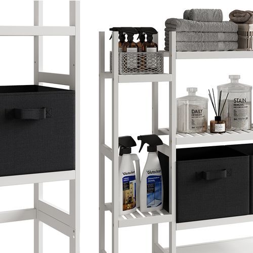 Armoire Pour Machine à Laver Bilbao 52023 Blanc 78.5x163cm Avec 2 Tiroirs En Non-tissé