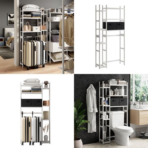 Armoire Pour Machine à Laver Bilbao 52023 Blanc 78.5x163cm Avec 2 Tiroirs En Non-tissé