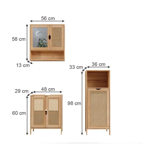Badmöbel-set Liora 52038 Bambou 3 Pièces