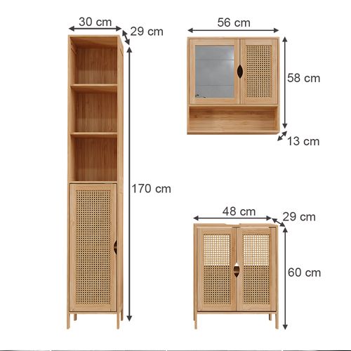 Badmöbel-set Liora 52039 Bambou 3 Pièces
