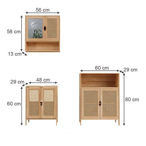 Badmöbel-set Liora 52041 Bambou 3 Pièces