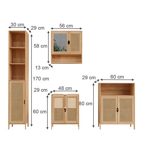 Badmöbel-set Liora 52042 Bambou 4 Pièces
