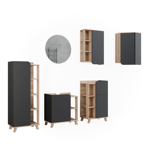 Meubles Bain Karen 52056 Sonoma/anthracite 5 Pièces