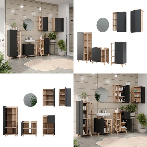 Meubles Bain Karen 52056 Sonoma/anthracite 5 Pièces