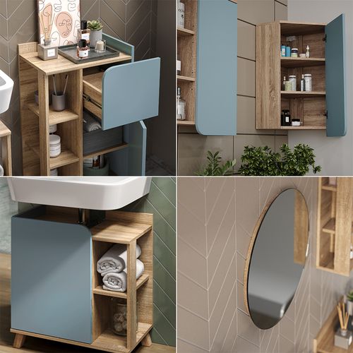 Meubles Bain Karen 52057 Sonoma/bleu 5 Pièces