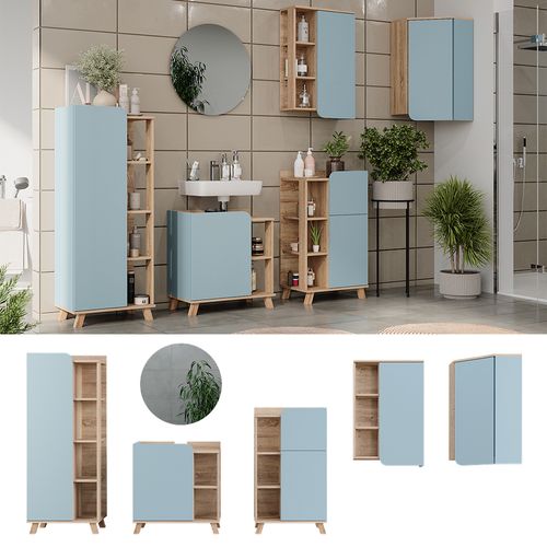 Meubles Bain Karen 52057 Sonoma/bleu 5 Pièces