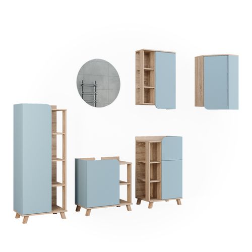 Meubles Bain Karen 52057 Sonoma/bleu 5 Pièces