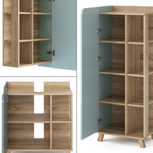 Meubles Bain Karen 52057 Sonoma/bleu 5 Pièces