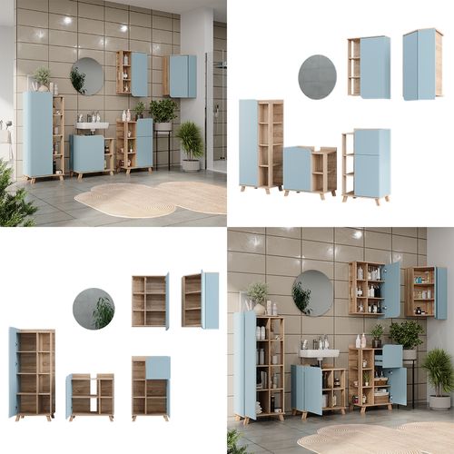Meubles Bain Karen 52057 Sonoma/bleu 5 Pièces