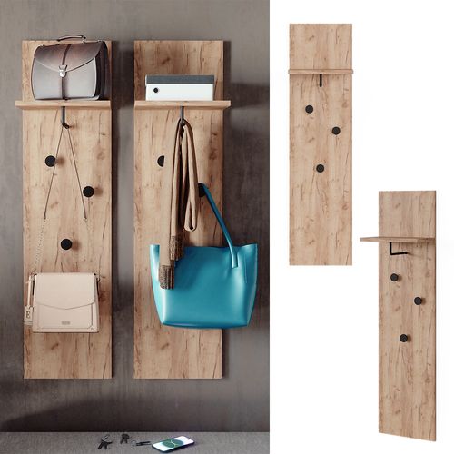 Vestiaire Siri 52058 Chêne De Force Doré Avec 2 Portemanteaux Muraux