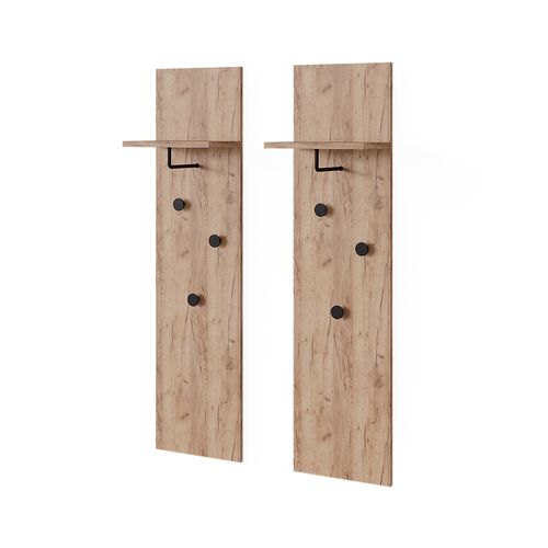 Vestiaire Siri 52058 Chêne De Force Doré Avec 2 Portemanteaux Muraux