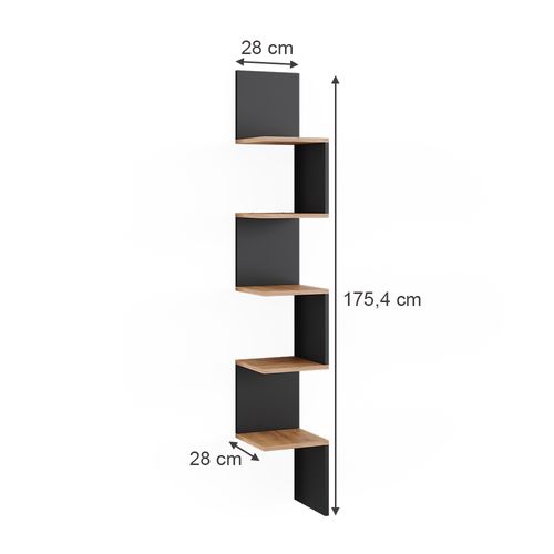 Étagère Dangle Paolo 52093 Anthracite 28x175.4cm Avec 5 Compartiments