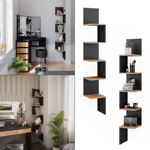 Étagère Dangle Paolo 52093 Anthracite 28x175.4cm Avec 5 Compartiments