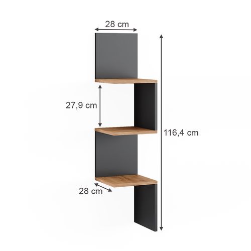 Étagère Dangle Paolo 52102 Anthracite 28x116.4cm Lot De 2