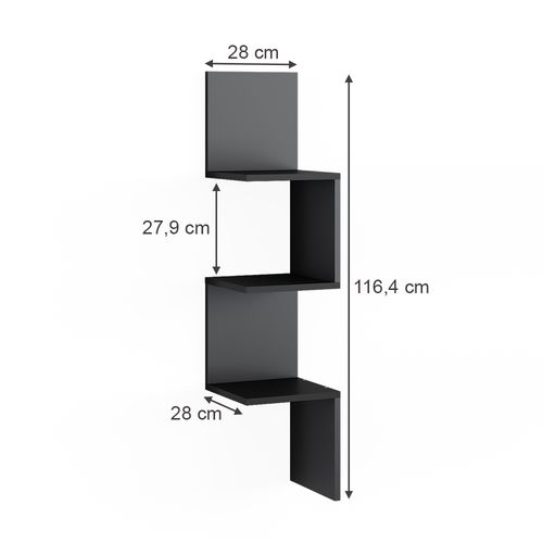 Étagère Dangle Paolo 52104 Noir 28x116.4cm Lot De 2