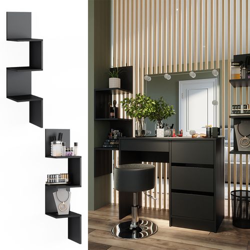 Étagère Dangle Paolo 52104 Noir 28x116.4cm Lot De 2