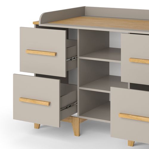 Commode à Langer Malia 52108 Chêne Cachemire 133x108cm XL Avec 4 Tiroirs